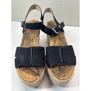Sam Edelman Maura‎ Black Suede Espadrille Wedge Shoes Women's Size 10M